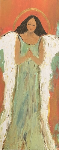 #56 Light Green Angel Tall Card by Chantal Littleton