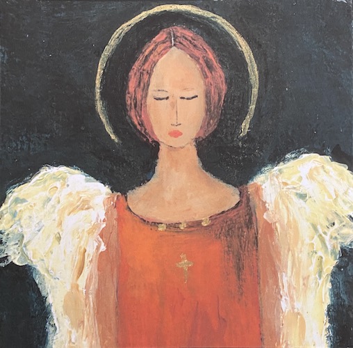 #28 Red Angel Square Card by Chantal Littleton
